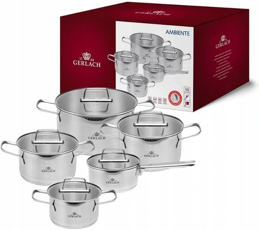 Kookpottenset Roestvrijstaal – Kookpotten Set – Pottenset Inductie – Keukenset Gasfornuis – Drie Lagen Bodem – 5-delig – Ovenbestendig tot 180°C