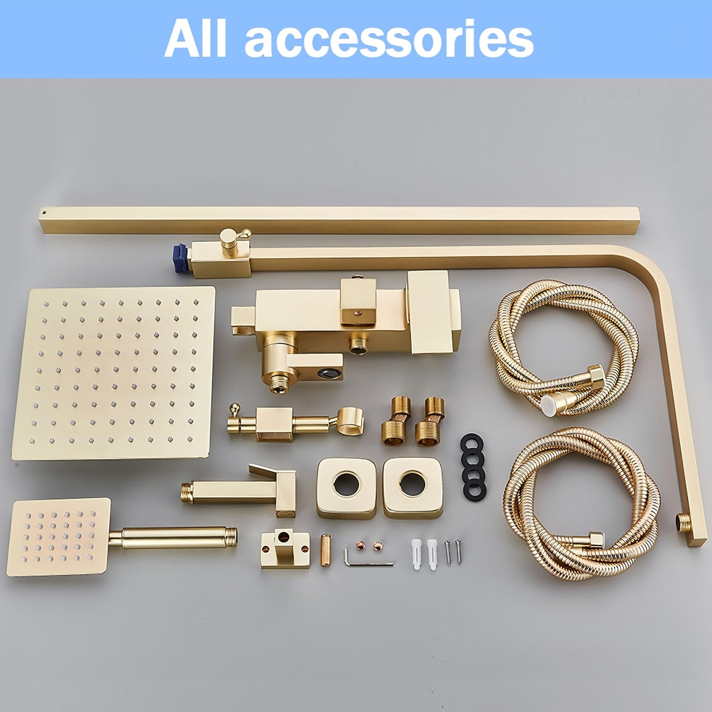 Doucheset – Douchekraan – Regendouche – Handdouche – Bidetspuit – Geborsteld Goud – Messing Materiaal – 360° Draaibare Handdouche