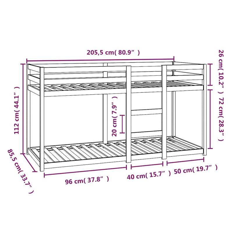 Houten Stapelbed – Hoogslaper – Kinderbed – Etagenbed – Bunkbed – Verstelbare Hoogte 5-Standen – 80x200 cm – Vouwbaar – Zonder Metaal – Lichtgewicht en Ruimtebesparend