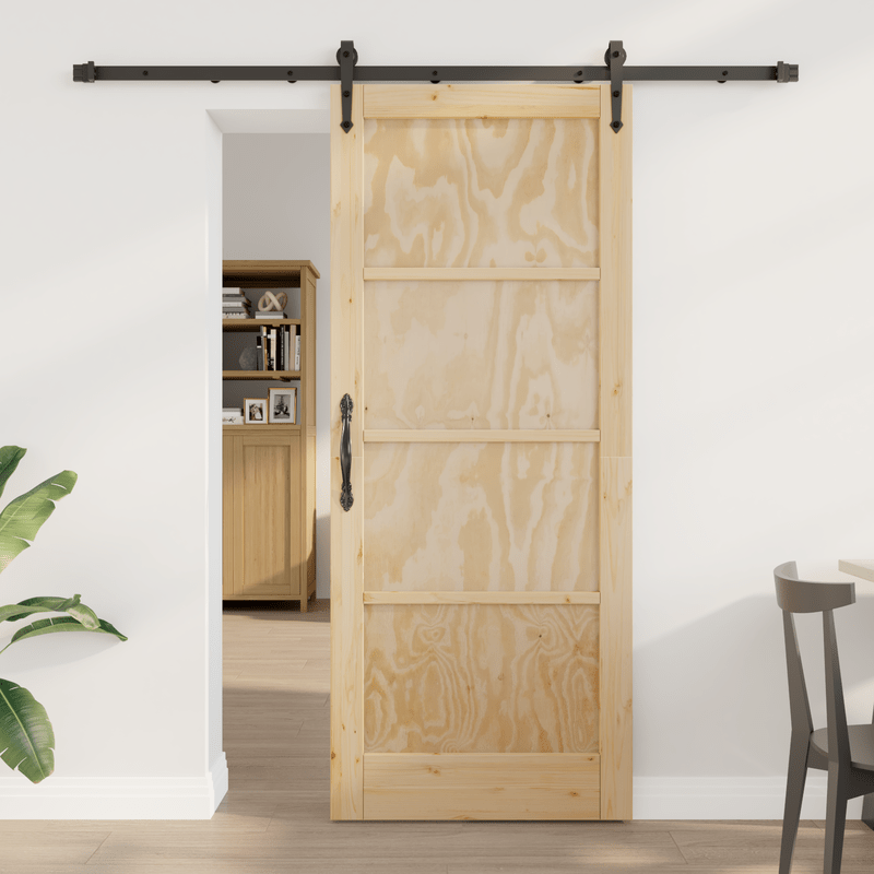 Houten Schuifdeur – Binnendeur – Roomdivider – Ruimteverdeler – Schuifpaneel – Bruin – Handmatig Schuifsysteem – 83 x 202 cm