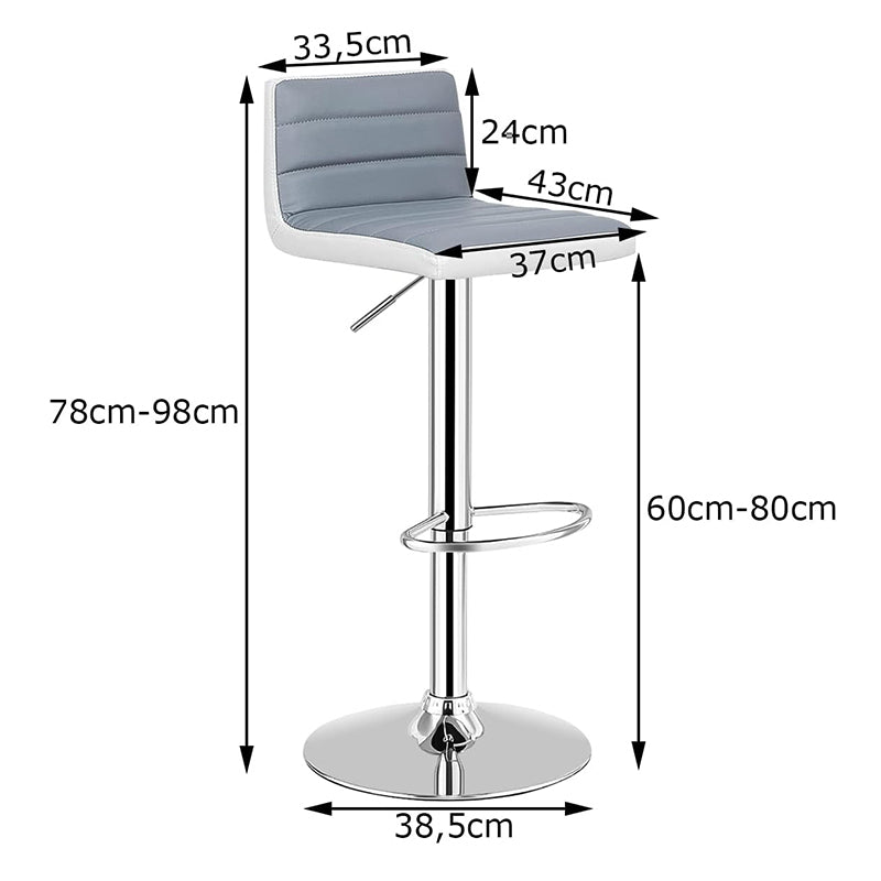 Barstoel – Barkruk – Barstoel Kruk – Keukenstoel – Barkrukken – Verstelbaar – 360° Draaibaar – Kunstleren Bekleding – Antislip Metalen Onderstel – Met Voetensteun – Set Van 2