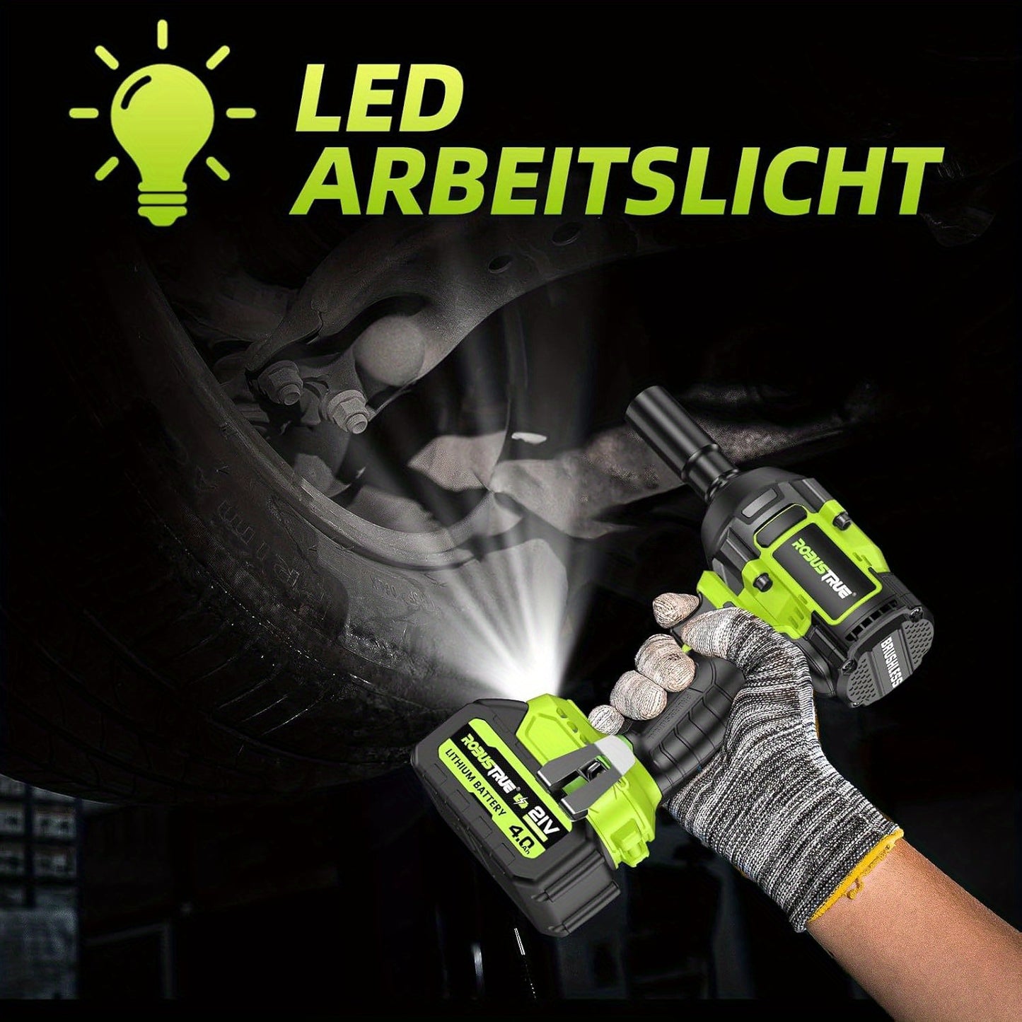 Slagmoersleutel – Slagschroevendraaier – Impact Wrench – Elektrische Moersleutel – 1100 N.m Variant – 21V Brushless Motor – 2×4.0Ah Snel Oplaadbare Batterijen