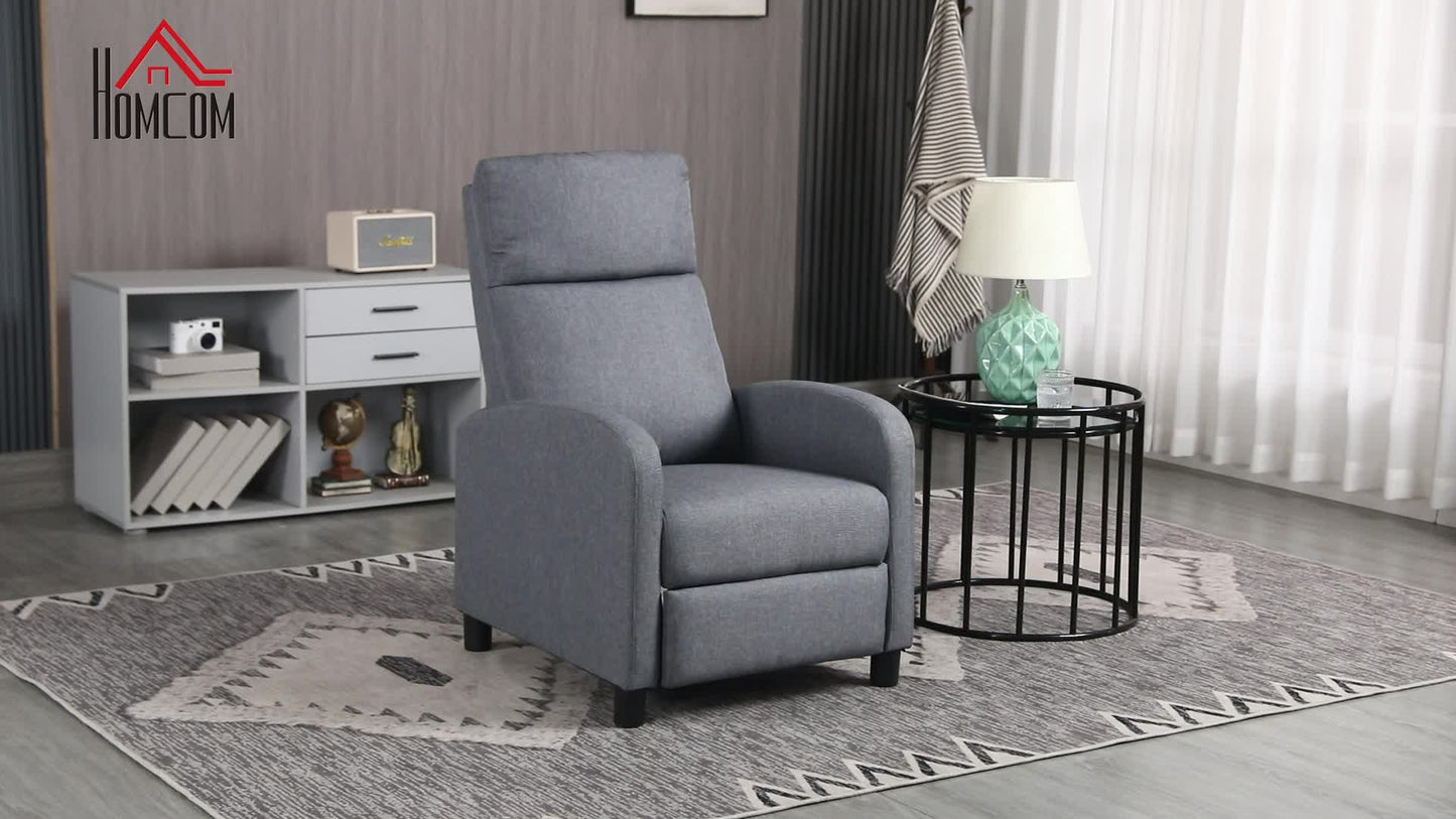 Relaxfauteuil – Relaxstoel – Loungefauteuil – Verstelbare Fauteuil – Zithoekstoel – Verstelbare Rugleuning 160° – Geïntegreerde Voetensteun – Polyester Linnen-look – Grijs