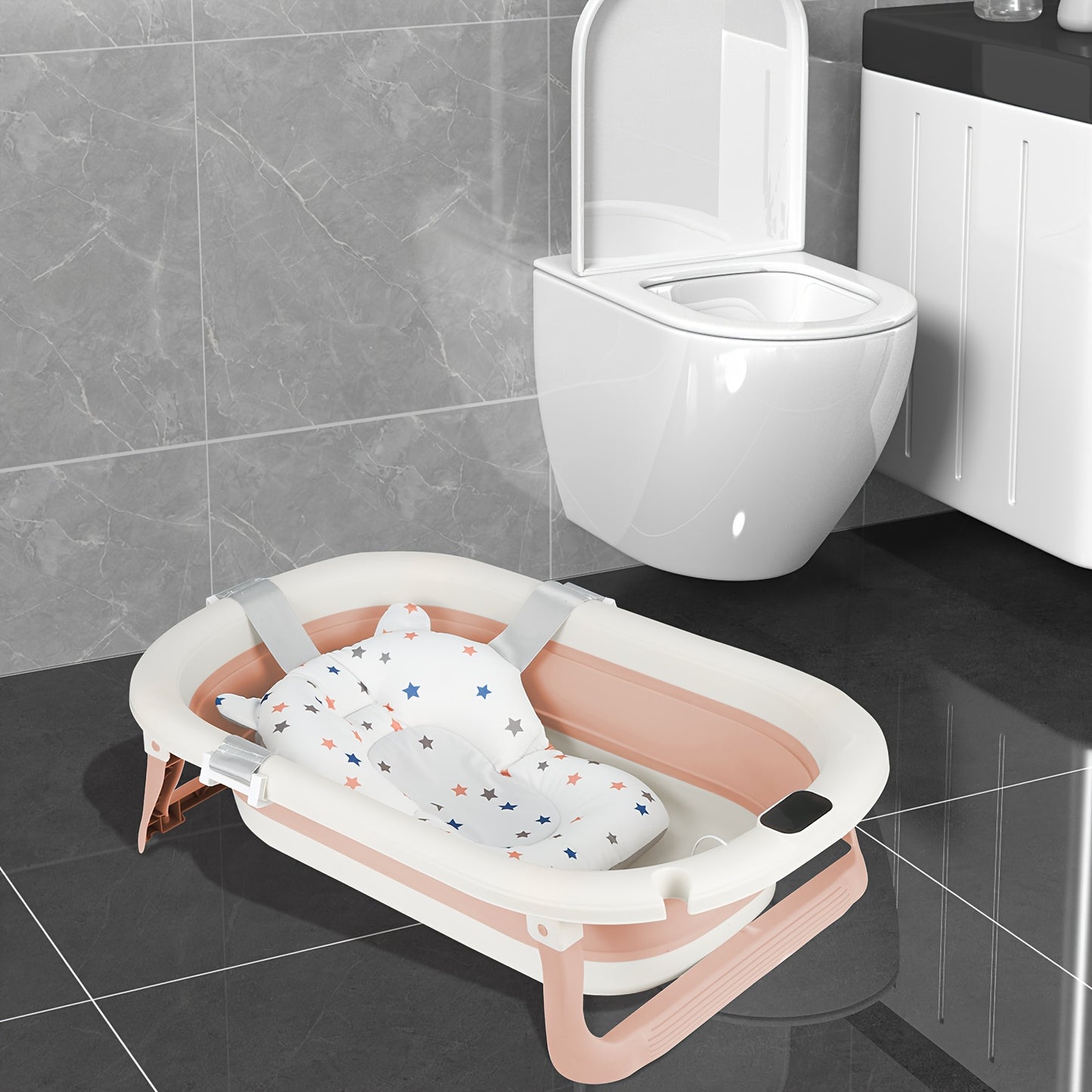 Hondenbadkuip – Draagbare Badkuip – Opvouwbaar Hondenzwembad – Huisdierenbad – Wasmand – Ruimtebesparend – PP-Materiaal – Afvoerkraan – 43x71x18,5 cm – Roze