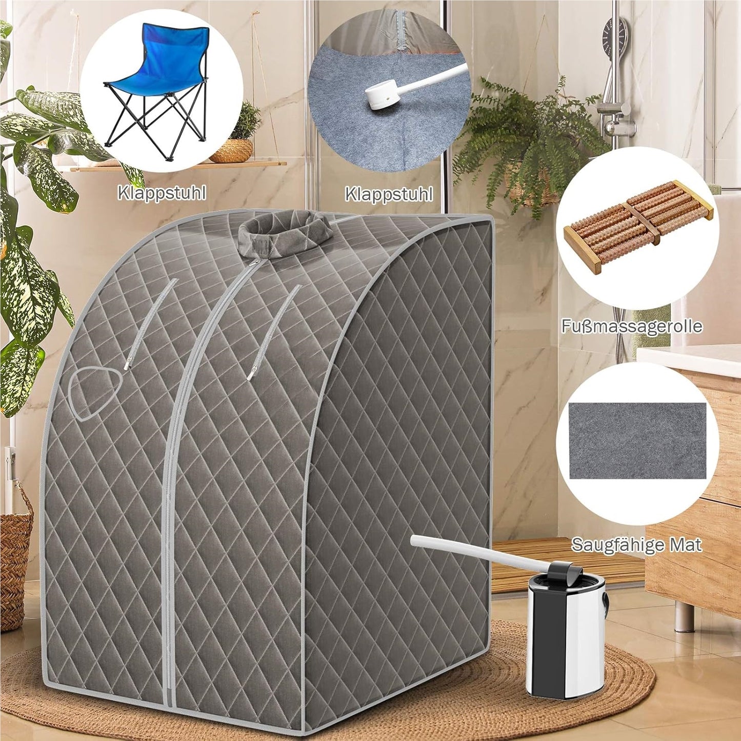 Sauna – Stoomsauna – Mobiele Sauna – Stoomcabine – Mini Sauna – 3L Watertank – Afstandsbediening Met Timer & Temperatuurregeling