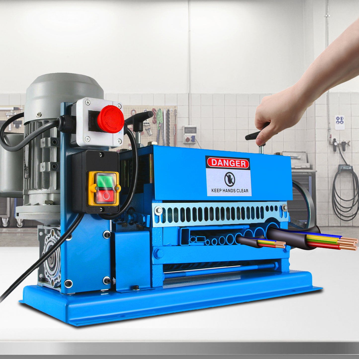 Draadstripper – Striptang – Kabelstripper – Draadstriptang – Kabelpeller – Elektrisch – 1,5-38 mm – 370W inductiemotor – 10 Verwisselbare Messen