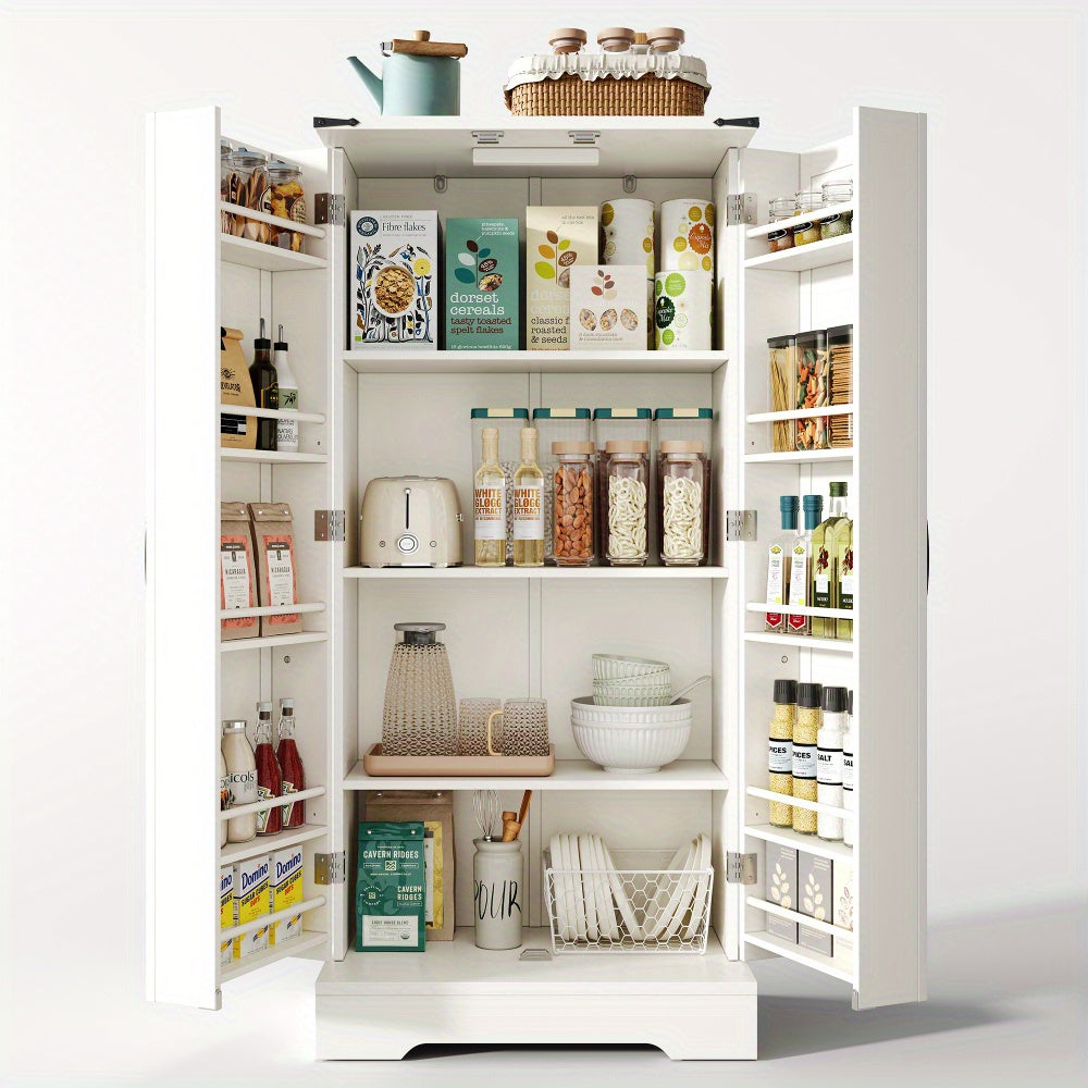 Keukenkast – Opbergkast – Buffetkast – Dressoir – Kast – Wit – 128,5 cm Breed – Verstelbare Planken Met 2 Deuren