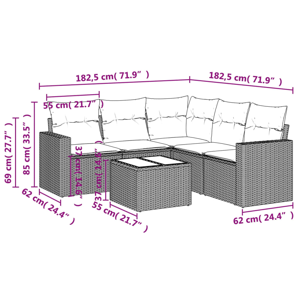 Loungeset – Tuinmeubel – Buitenmeubel – Zithoek – PE-Rattan – Wasbare Kussens – Opbergfunctie
