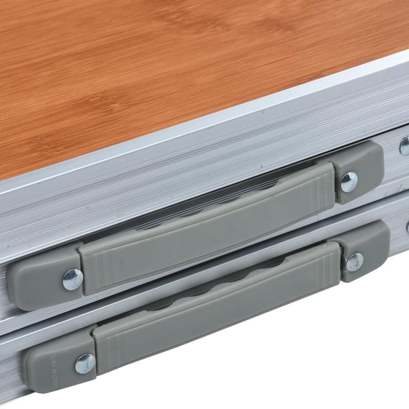 Opvouwbare Campingtafel – Kampeertafel – Picknicktafel – Tuinmeubel – Outdoor Tafel – Aluminium Frame – Houten Tafelblad – Compact Opvouwbaar