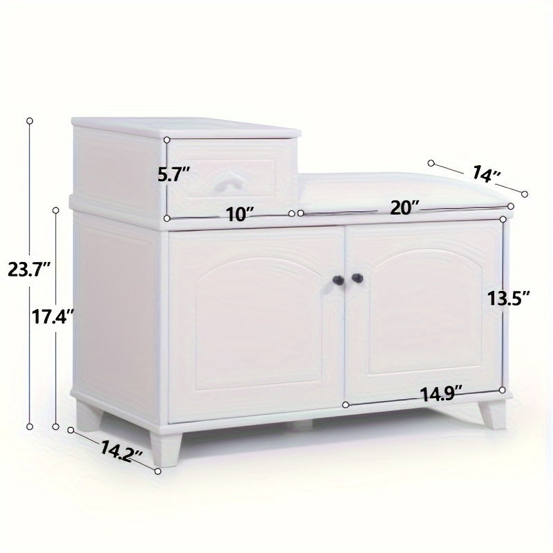 Organizedlife Small Shoe Bench With Storage, Shoe Cabinet With Seat, Door Shoe Cabinet, Solid Wood Shoe With Storage For Entrance, Entryway Or Hallway, Multi-functional Shoe Cabinet Stool, Large Space Shoe Cabinet