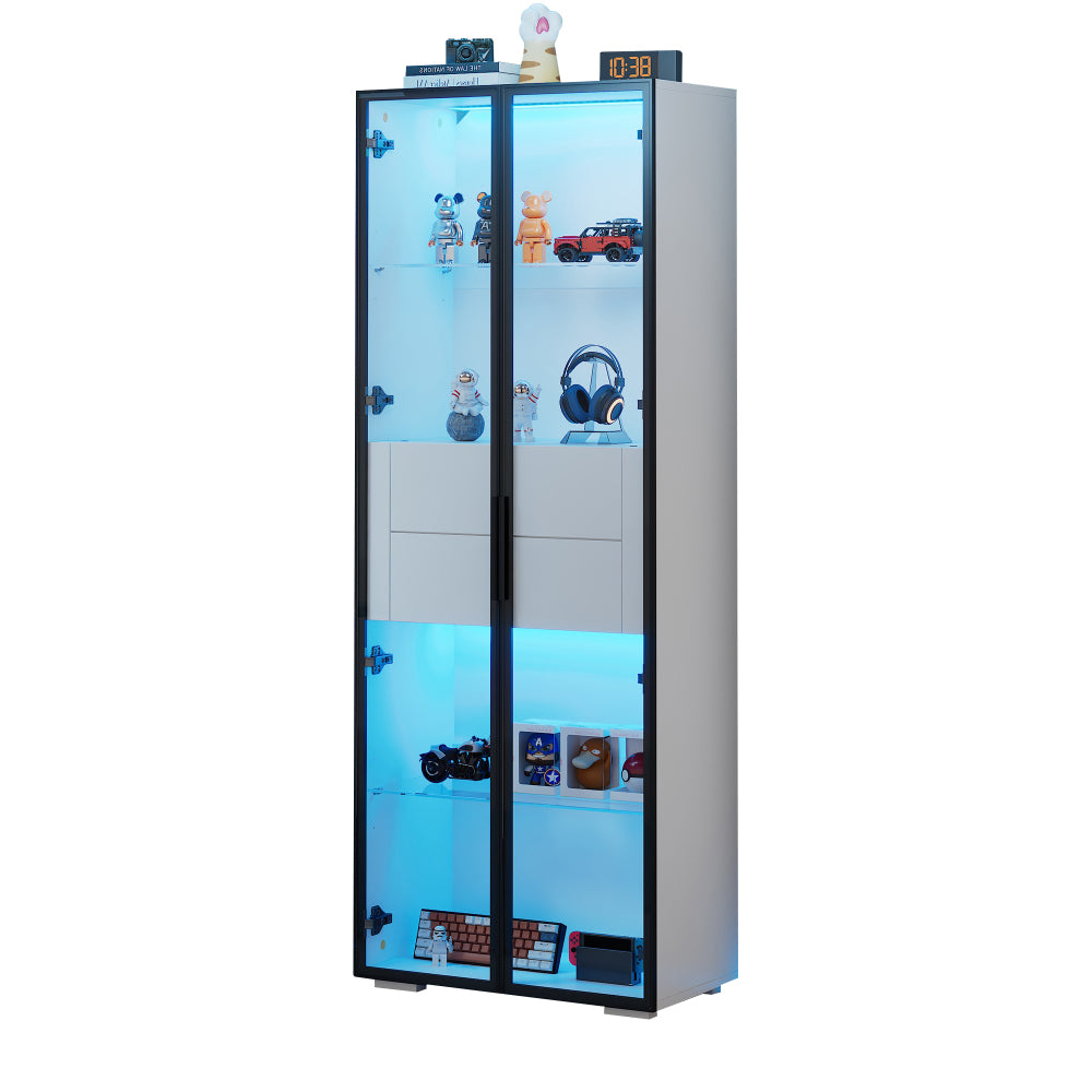 Schoenenkast – Schoenenrek – Opbergkast – Schoenenbank – Halmeubel – Wit – Hoog model 160 cm – Glazen deuren met lades
