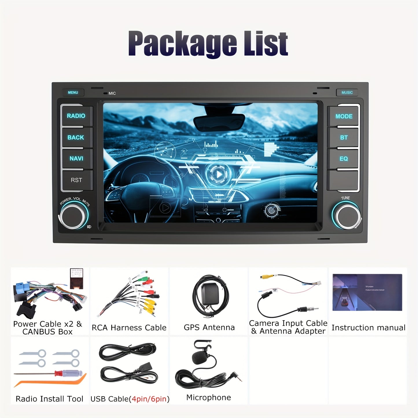Android Autoradio – Multimedia Systeem – Carplay Radio – Navigatiesysteem – Auto Entertainment – 7 Inch HD Touchscreen – Android 14 – WiFi & GPS