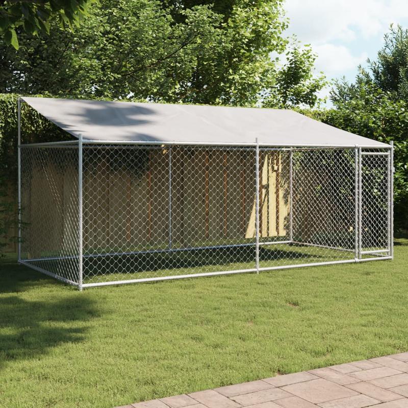 Hondenkooi – Hondenbench – Hondenren – Dierenkooi – Dierenverblijf – Grijs – 4x2x2m – Duurzaam en Stevig – Makkelijk te Installeren