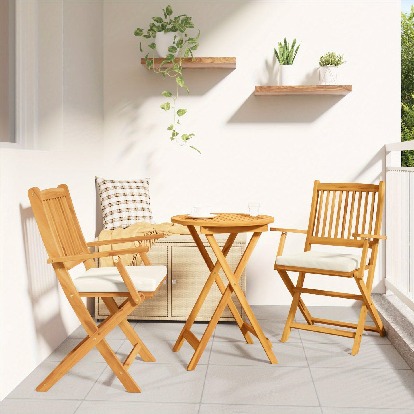Tuinstoelen – Klapstoelen – Vouwstoelen – Balkonstoelen – Tuinmeubelen – Acaciahout – Set van 2 – Comfortabele Zit met Rugleuning – Weerbestendig & Ruim Zitvlak