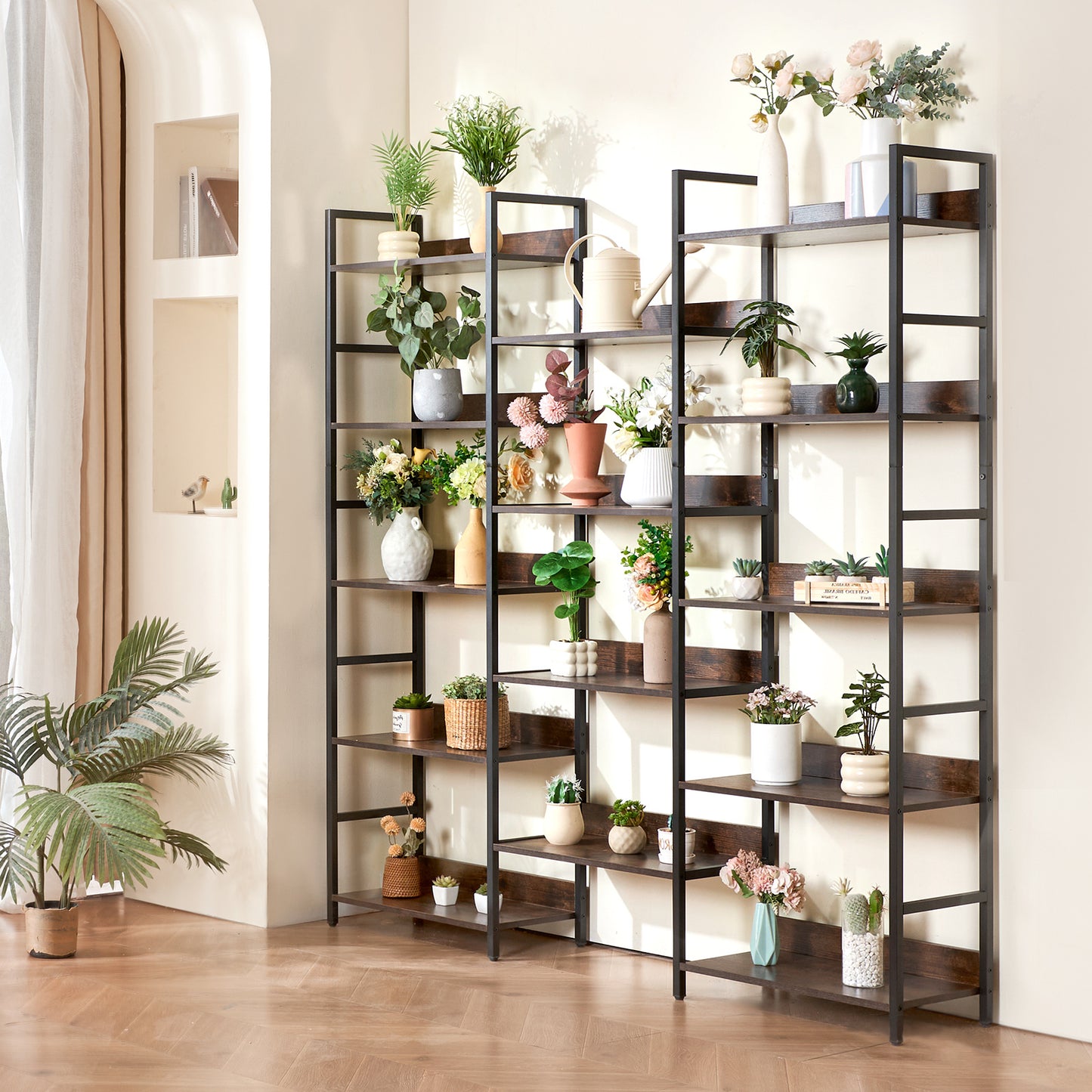Boekenkast Metaal – Boekrek – Plantenrek – Opbergkast – Wandkast – 14 Lagen – Stabiel Metalen Frame – Waterafstotende Panelen