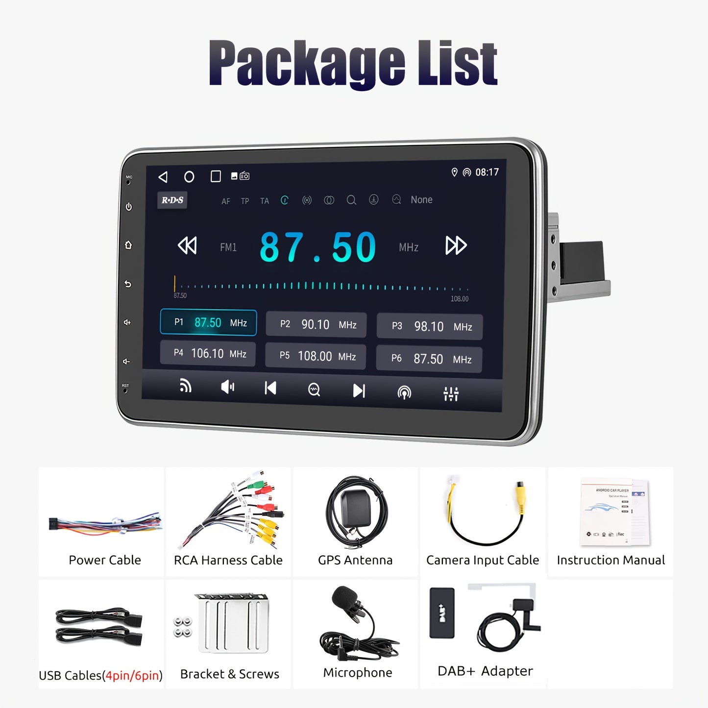 Autoradio – Car Stereo – Multimedia Speler – Android Auto – DAB Radio – 10,1 Inch Draaischerm – Android 14.0 – GPS Navigatie