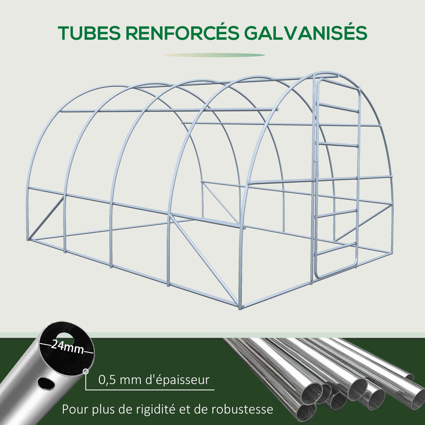 Tunnelkas – Kweekkas – Tuinkas – Serre – Groentekas – Groen – 12 m² – Gegalvaniseerd Stalen Frame – UV-Bestendige PE-Folie Met Ventilatieraampjes
