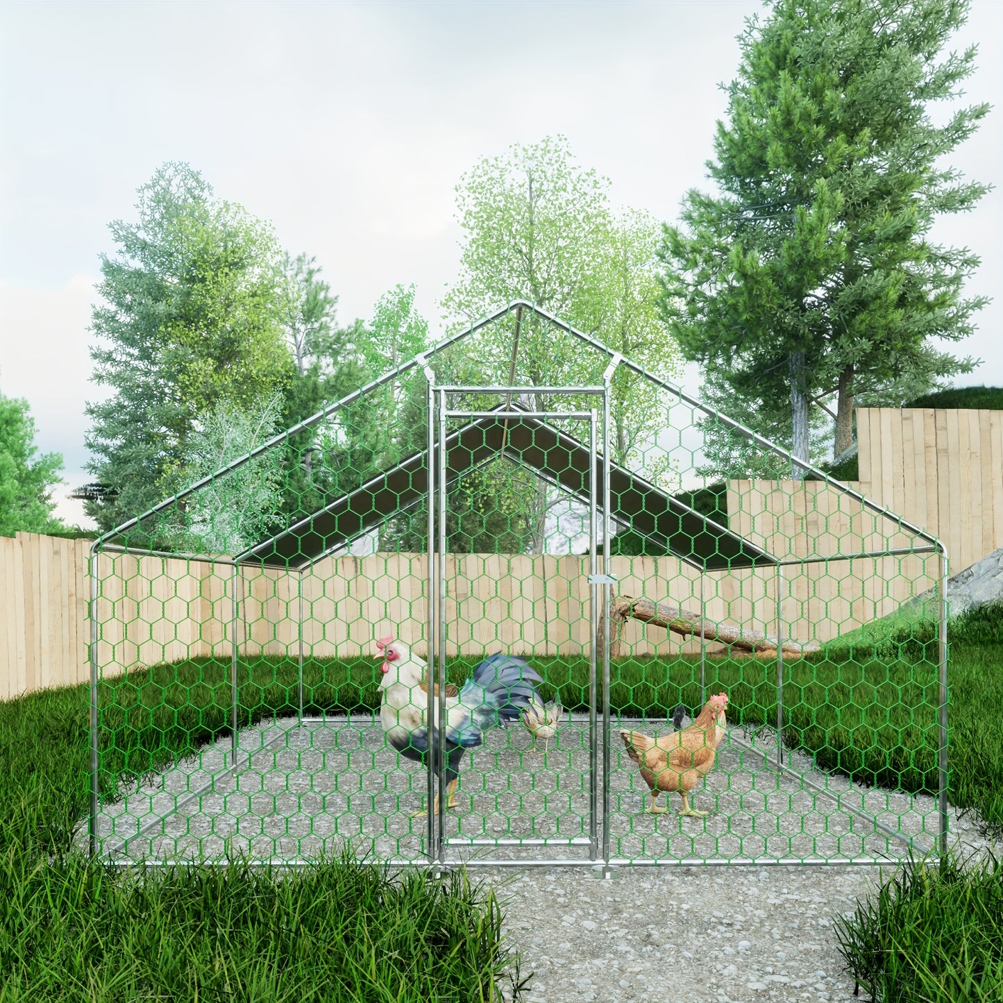 Kippenren – Kippenhok – Draadren – Buitenren – Pluimveehok – 3x2x2 Meter – Met Veiligheidsslot – Waterdichte PE Doek – Metalen Frame – Geschikt Voor Kippen En Kleine Dieren