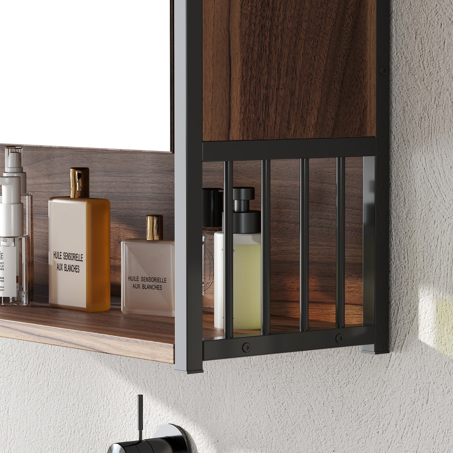 Hangend Spiegelkastje Badkamer – Badkamerkastje – Spiegelkast – Wandkastje – Opbergkast – Zachte Sluiting – 25x40,5 cm Spiegel – MDF Bruin