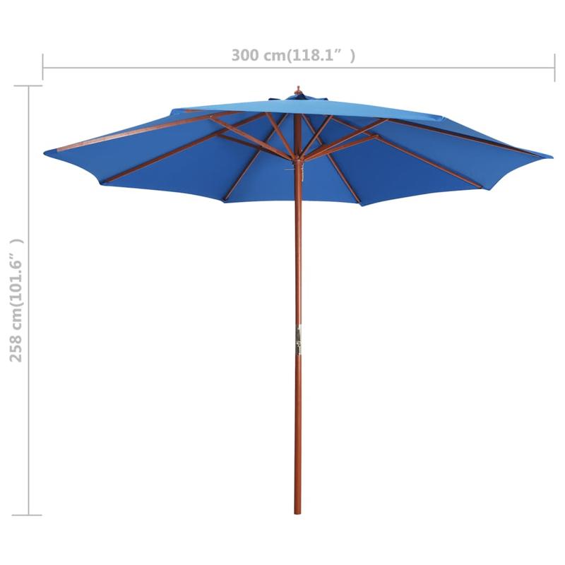 Solid Parasol with wood mast 300x258cm