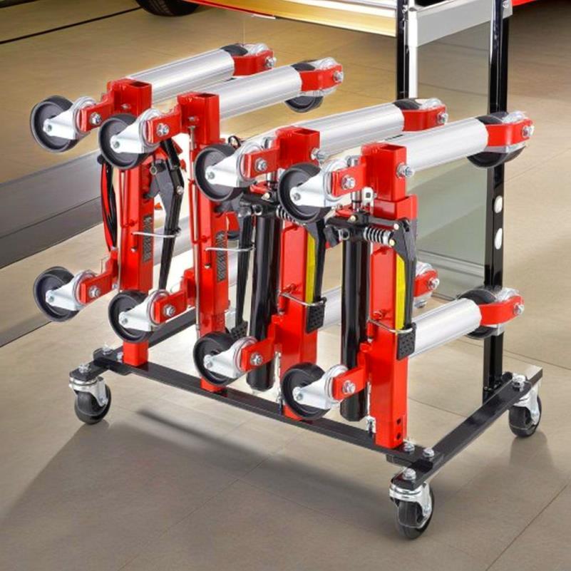 Hydraulische Autodoorrijwagen – Autodoilift – Auto Dolly Trolley – Auto Verrijwagen – Voertuig Tilwagen – Stevig Metalen Frame – Vier Dollies Tegelijk Optillen