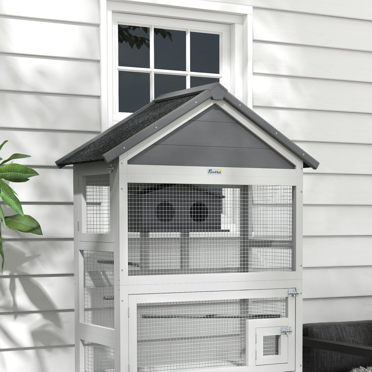 Vogelkooi – Papegaaienkooi – Parkietenkooi – Vogelvolière – Vogelhuis – Ruim 92x52x171 cm – Waterdicht Asfalt Dak