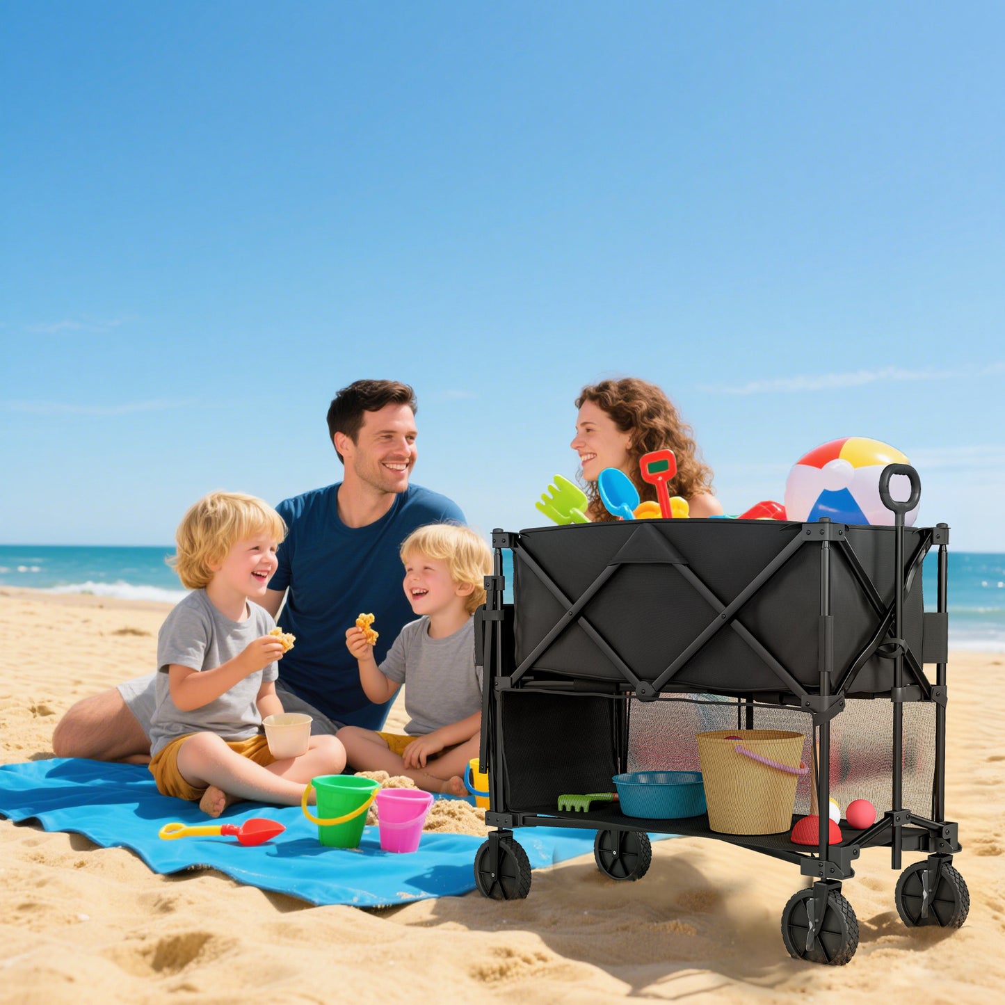 Dubbeldek Transportkar – Trolley – Vervoerswagen – Opvouwbare Kar – Tuinkar – 200 kg Laadvermogen – Waterbestendig 600D Oxford Stof