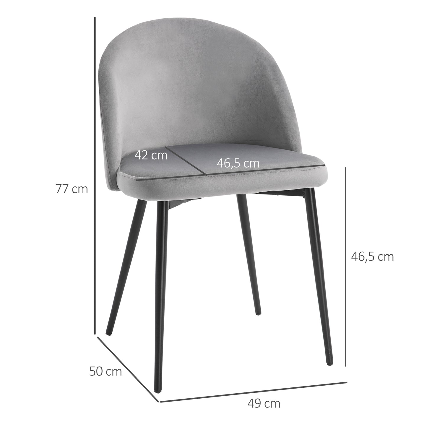 Eetkamerstoelen – Stoelen – Keukenstoelen – Dining Chairs – Design Stoelen – Set van 2 – Ergonomisch Comfort – Grijs Fluweel
