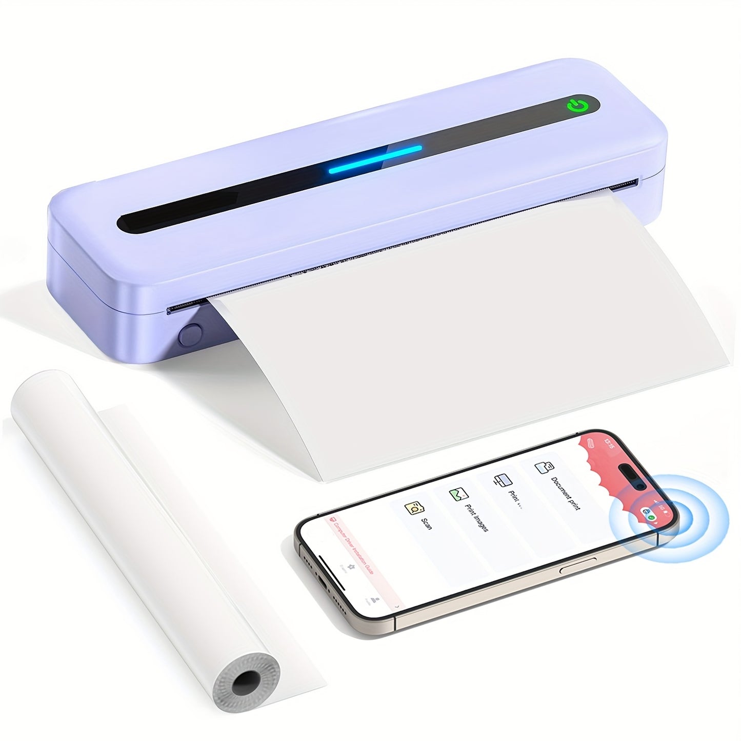 Draagbare Printer – Mobiele Printer – Thermische Printer – Draadloze Printer – Inkless Printer – Paars – Thermisch Printen Zonder Inkt – Compact Met Oplaadbare Batterij