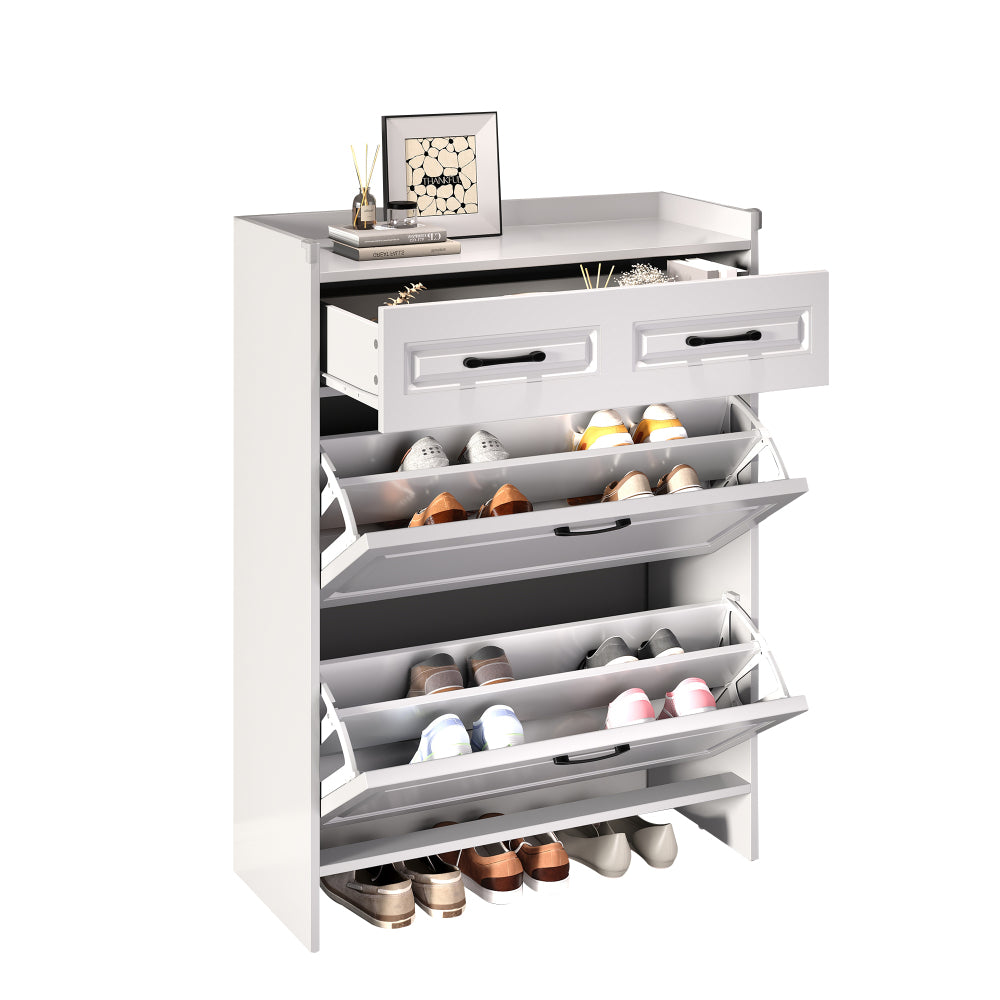 Schoenenkast – Schoenenrek – Schoenenopberger – Schoenenbank – Halmeubel – Rieten Deuren – 3-laags Opbergruimte – Zwart – Ruimtebesparend – Stevige Poten – Geen Montage