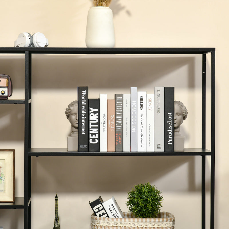 Boekenkast – Boekplank – Opbergrek – Wandkast – Stellingkast – Zwarte Metalen 5-Laags Boekenkast – Kant-en-Klaar Geassembleerd – Anti-Kantel Ontwerp