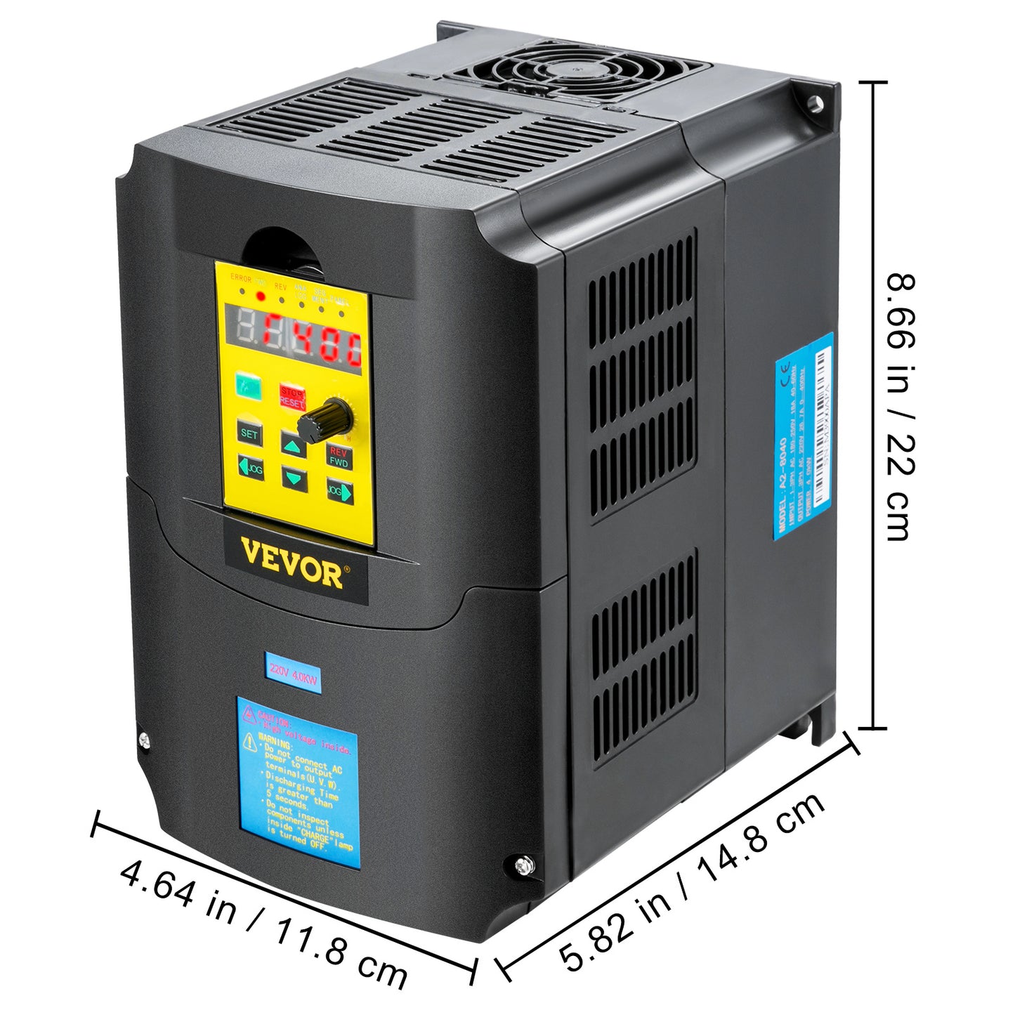 Frequentieomvormer – Frequentieregelaar – VFD – Motorregelaar – Snelheidsregelaar – 220V AC 4 kW – 1- of 3-fase Ingang