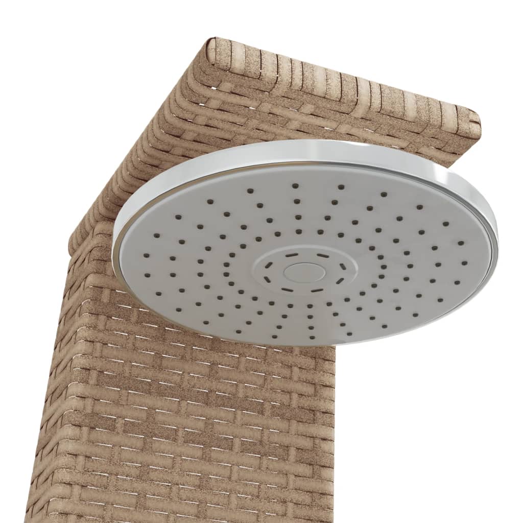 Buitendouche – Tuindouche – Vrijstaande Douche – Zwembad Douche – Outdoor Shower – Weerbestendig PE Rattan – Stevige Acaciahouten Basis Grijs