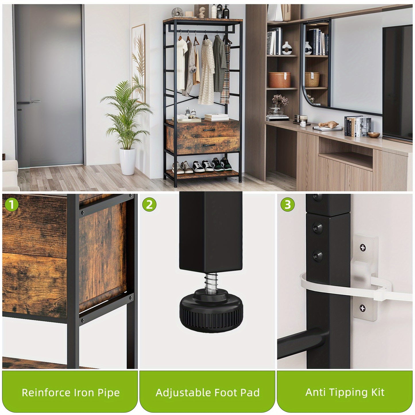 Halmeubel – Schoenenkast – Kapstok – Opbergmeubel – Entreekast – Industrieel – Massief Hout – Compact Ontwerp