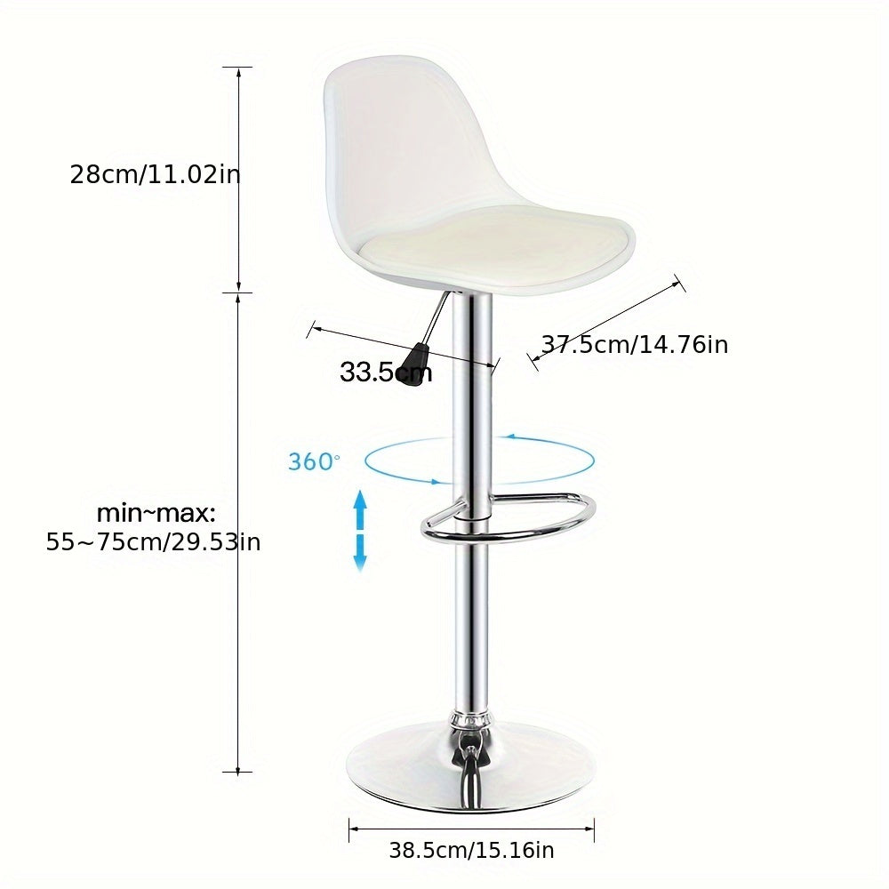 Barstoel – Barkruk – Barstoel Kruk – Barkrukken – Barstoelen – Verstelbare Zithoogte 55-75 cm – Draaibaar 360° – Set Van 4 – Wit Faux Leder – Metalen Frame – Kunststof Rugleuning