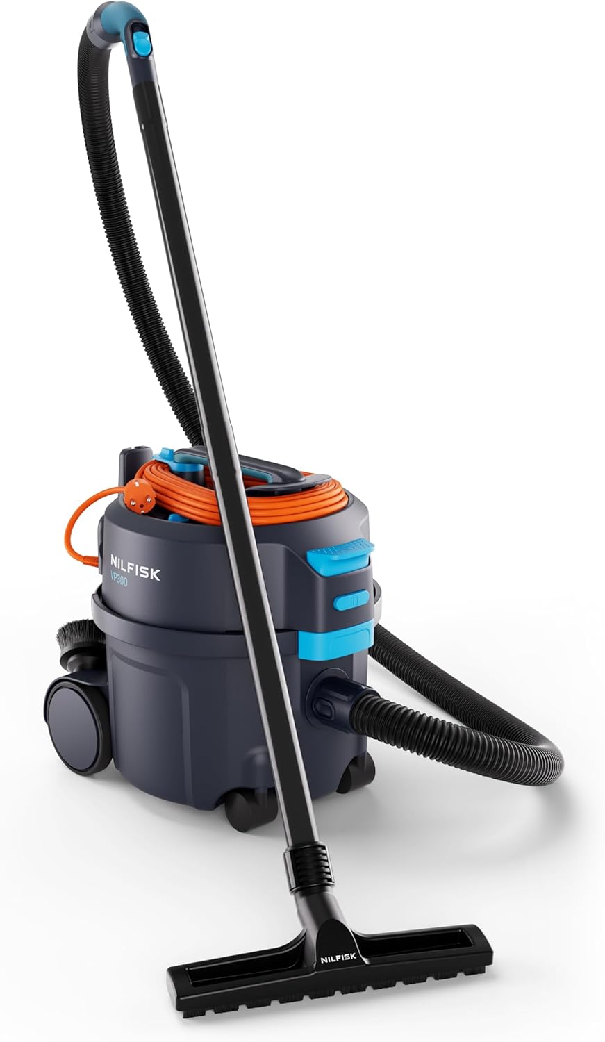 NILFISK Droogzuiger VP300 HEPA EC S2 EU – incl. filter en sproeiers (afmetingen 398 x 340 x 395 cm, kleur donkerblauw, filterzak volume 10 l, gewicht 4,5 kg) 107421142