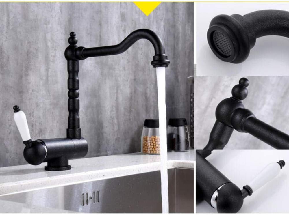 Antieke Europese keuken zonder raam, gootsteen, warm en koud, waterafvoer, kranen, binnenraam, koper, zwart, kranen, vouwkranen, omkeerbaar, plat, raamkranen@Pearl Black