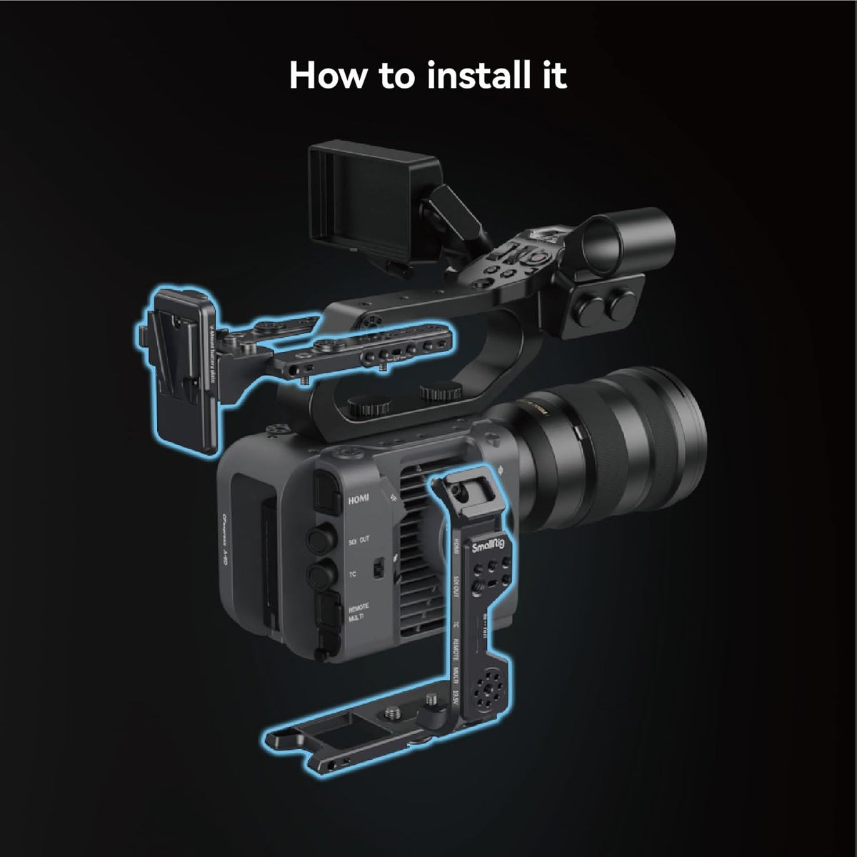 SMALLRIG FX6 Cage Kit voor Sony FX6, compacte FX6 Cage met V-Mount Batterij Plaat voor Statief/Handheld/Schouder Opnamen - 4124