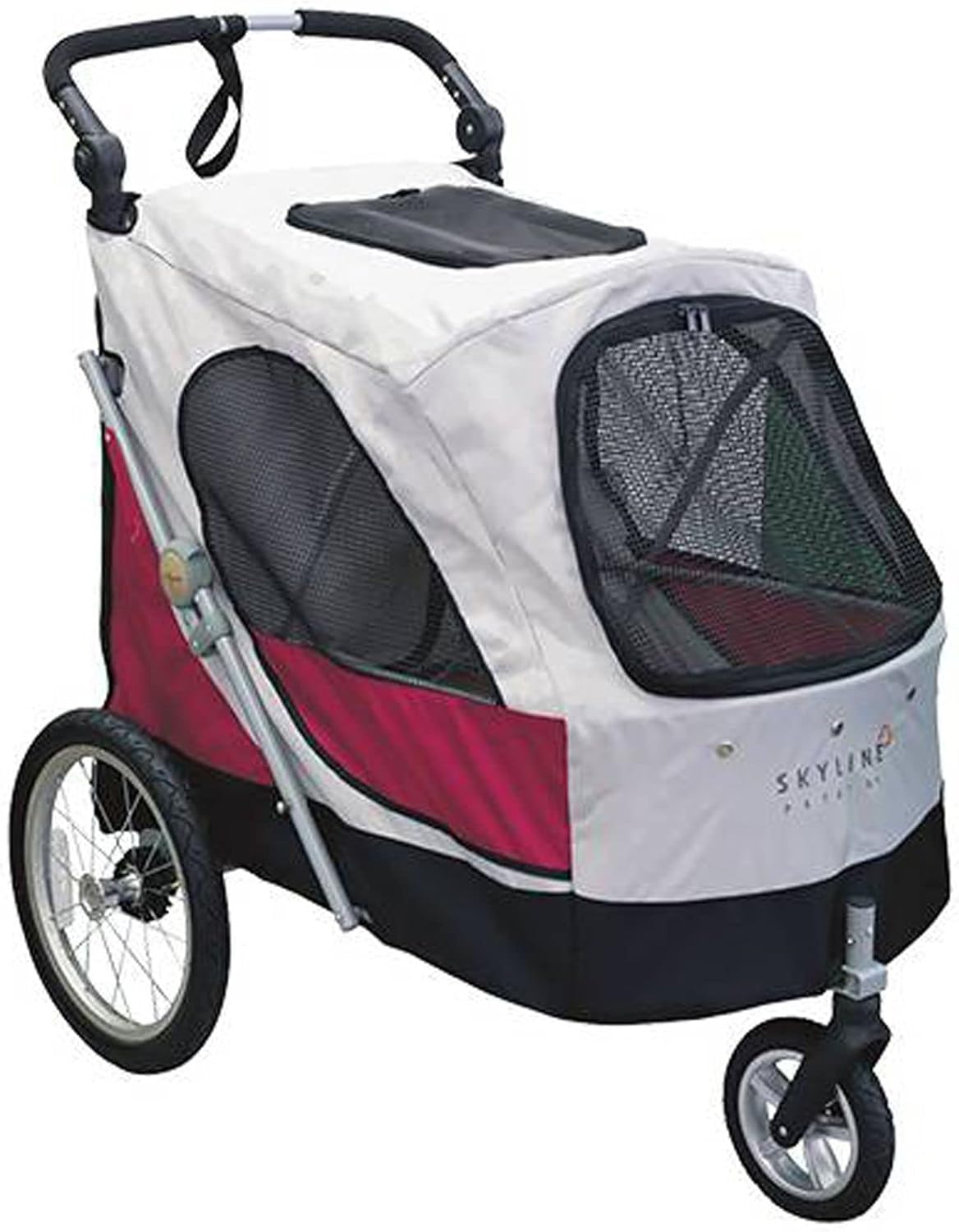 Pettio Wandelwagen Aventura-XL Grijs-Rood Honden Onder 45 kg