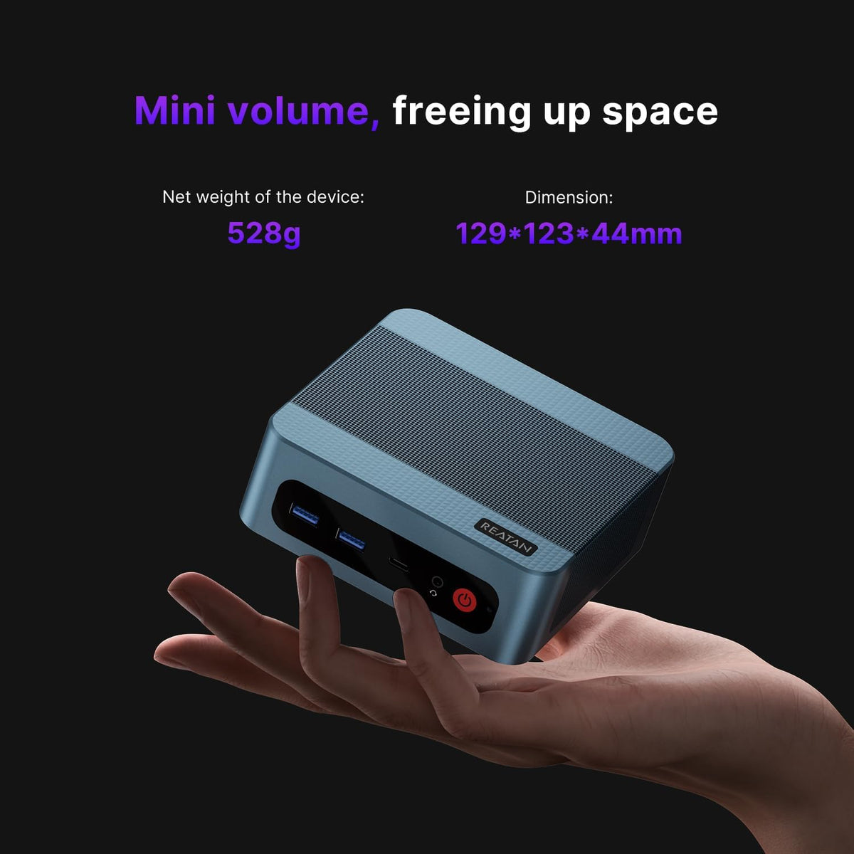 Reatan S8 Mini Gaming PC met Intel i9-12900H Mini-PC (14C/20T tot 5.0 GHz) 32GB DDR5 1TB PCIe 4.0 SSD Mini-Computer HDMI DP USB-ondersteuning Wi-Fi6 BT5.2 Dual 2.5G LAN