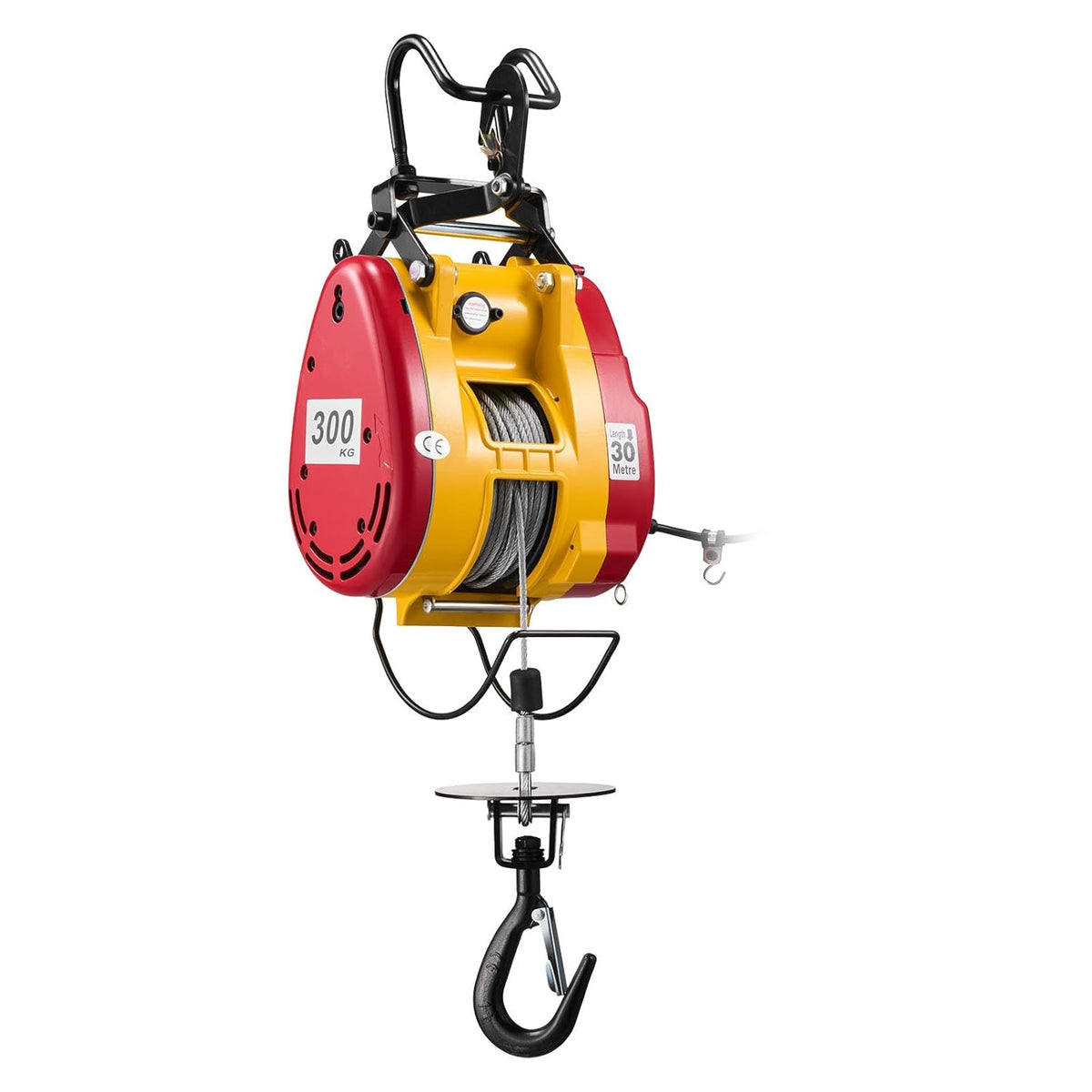 VEVOR Elektrische kabellier, 300 kg, 2-in-1 elektrische kabellier, 1500 W, hefhoogte 30 m, kabel 18,9 m/min, met bekabelde en draadloze afstandsbediening, voor fabriek, magazijn en garage