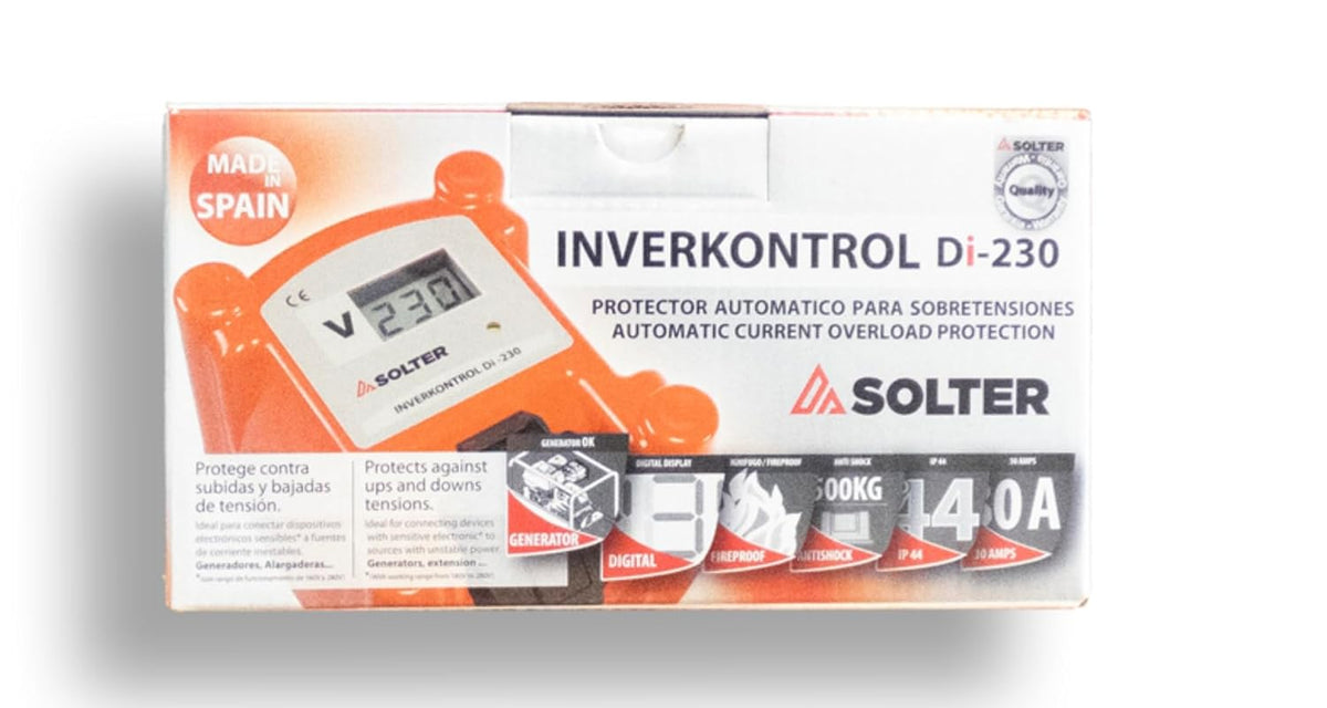 SOLTER - Inverkontrol DI 230 spanningsbeveiliging voor het aansluiten van INVERTERapparatuur op GENERATOREN