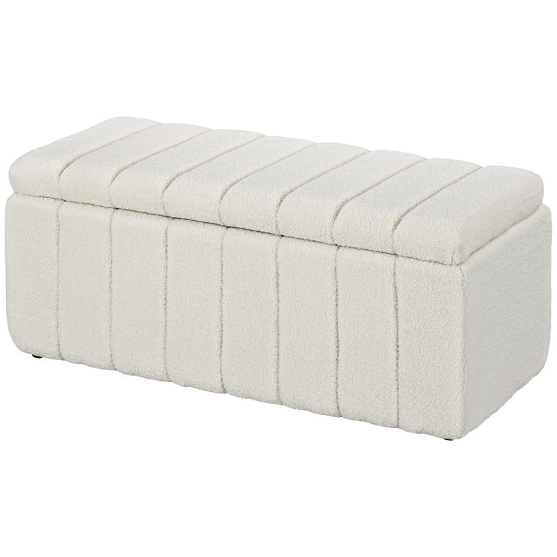 Opbergbank – Zitbank – Opbergbank – Opbergbox – Halbank – Gestoffeerd – 120 kg Draagkracht – 102x45x46 cm Crème