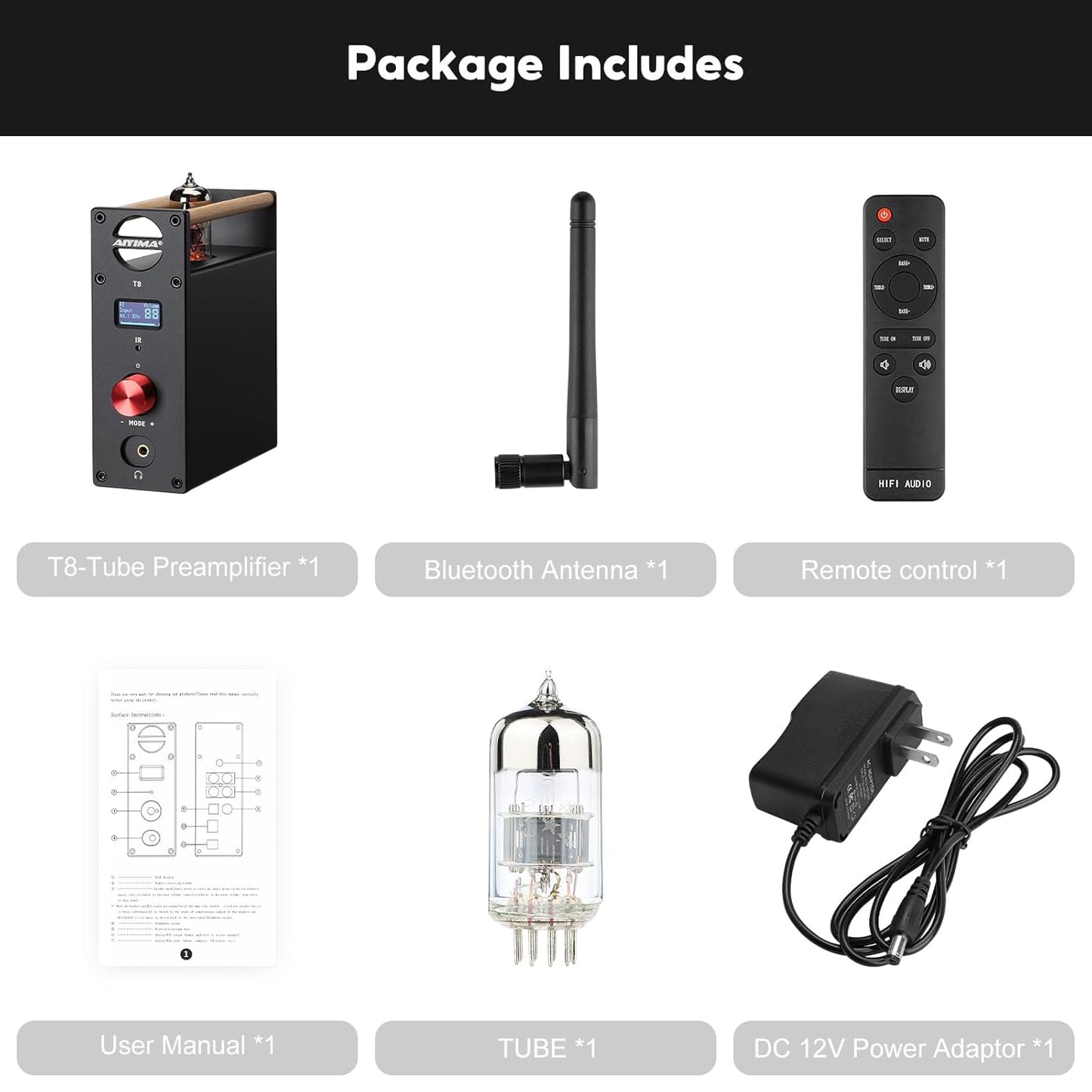 AIYIMA T8 6N3 Digital Tube voorversterker QCC3031 Bluetooth 5.0 voorversterker USB DAC hoofdtelefoonversterker coaxiale optische stereo audio decode ondersteuning APTX