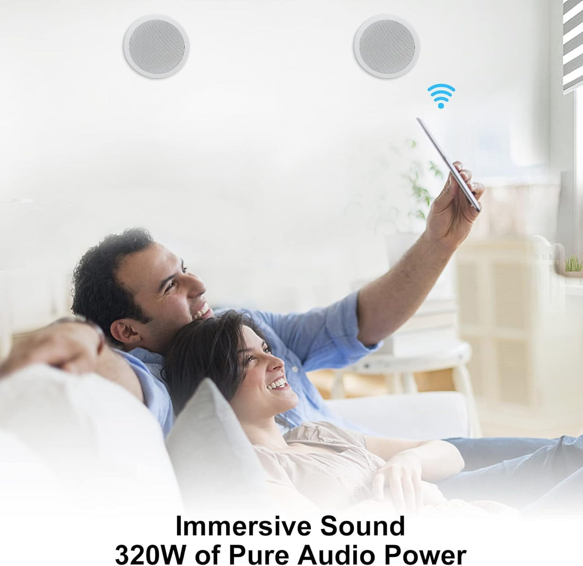 Herdio 6.5 Inch Bluetooth Plafond Luidsprekers 2 Manier 320 Watt Inbouw Stereo Geluid Plafond Luidspreker Voor Badkamer Slaapkamer Thuis Woonkamer
