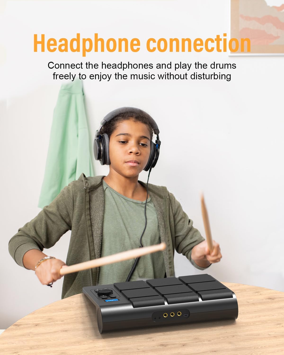 Draagbaar elektrisch drumstel met 9 pads met LCD-scherm, dubbele stereoluidsprekers en pedalen - digitale drumset voor beginners/professionals, compatibel met pc/Mac, thuistraining en live