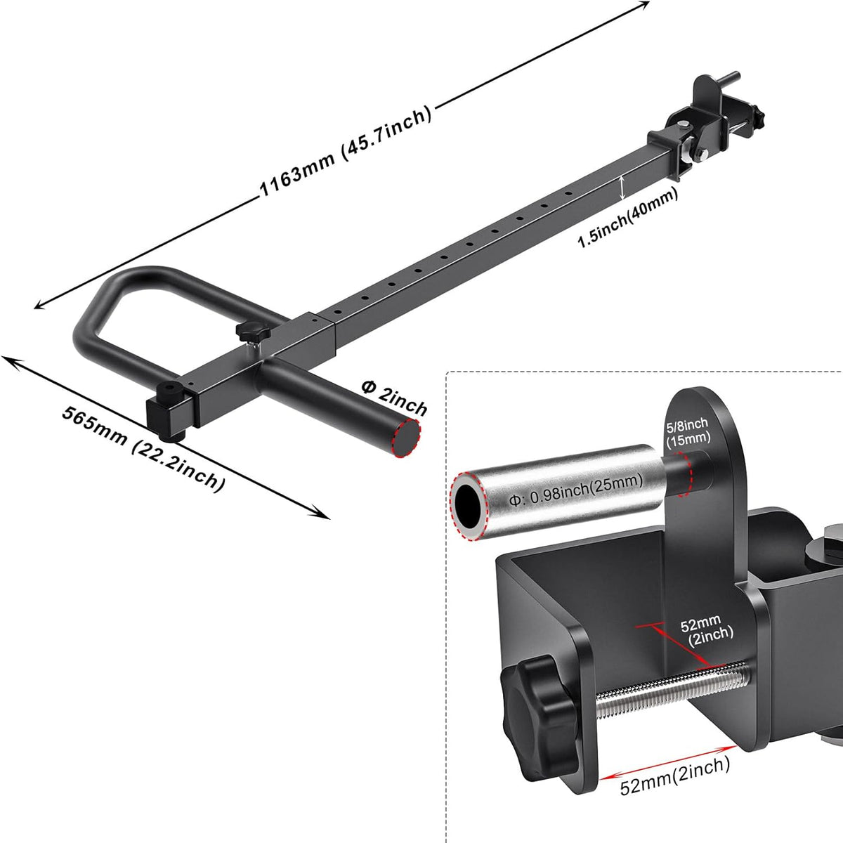 Kipika Verstelbare hefboomarmen Power Rack Stoorzendarmbevestigingen 5,1 x 5,1 cm Compatibel Olympische platen 5,1 cm Gaten 1,6 cm of 2,5 cm