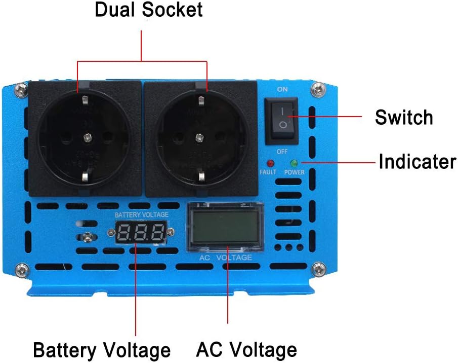Pure Sine Wave Power Inverter 2000W DC 12V naar AC 240V converter met draadloze afstandsbediening & dubbele EU-stopcontacten voor RV Truck Car