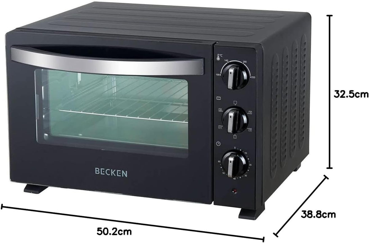 Becken Elektrische tafeloven, inhoud 30 l, 1500 W, timer 60 minuten, zwart
