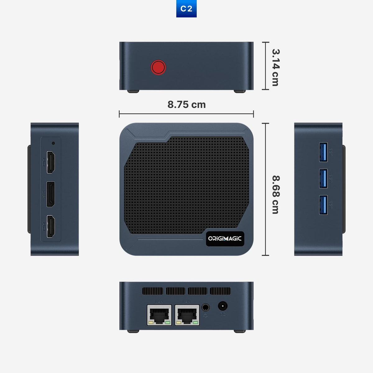 Mini PC C2 Neo N95 (3.4GHz), 12GB RAM, 512GB SSD. Compact with WiFi 5, BT 5.0, Dual Ethernet Mini Desktop for Home/Office/Ultra-quiet